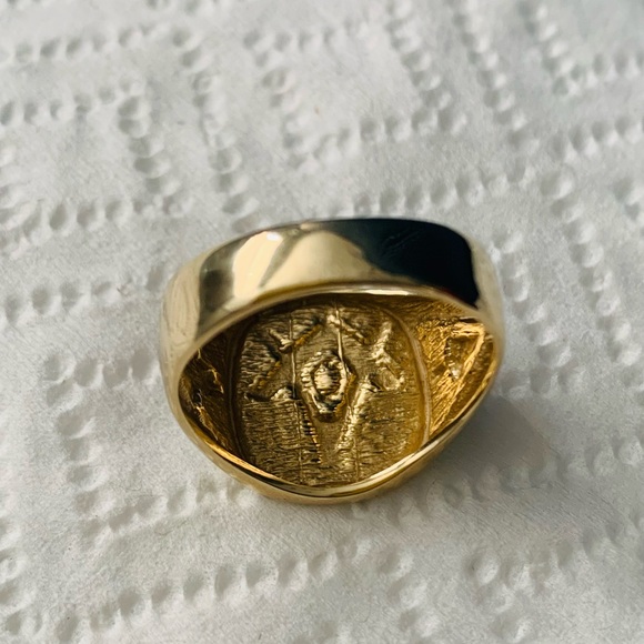 14 K Yellow gold with Blue enamel Masonic ring - Picture 6 of 10